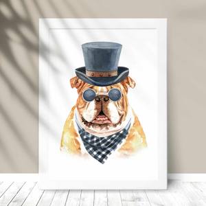 Quadro Decorativo Buldogue - detalhe da moldura e acabamento