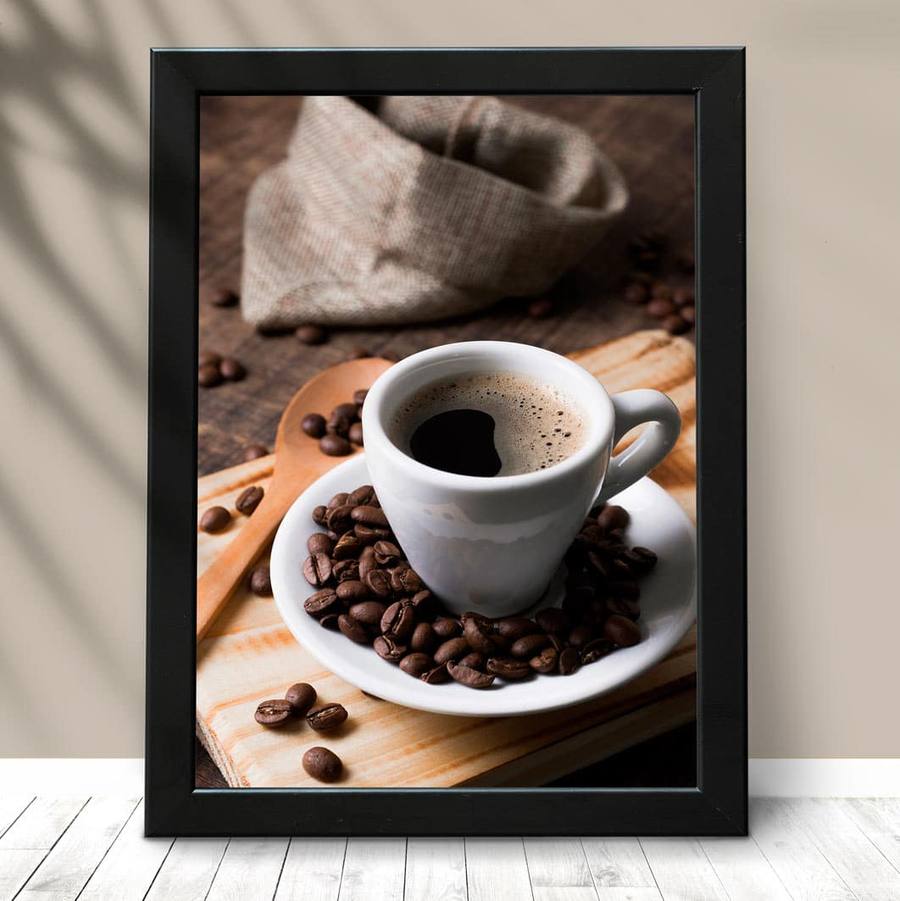 Quadro Decorativo Café - detalhe da moldura e acabamento