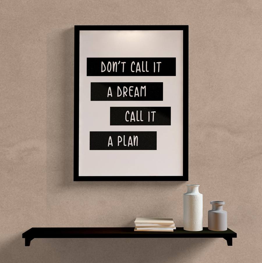 Quadro Decorativo Call It A Plan - detalhe da moldura e acabamento