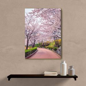 Quadro Decorativo Caminho com Árvores Cerejeiras - quadro decorativo em ambiente decorado