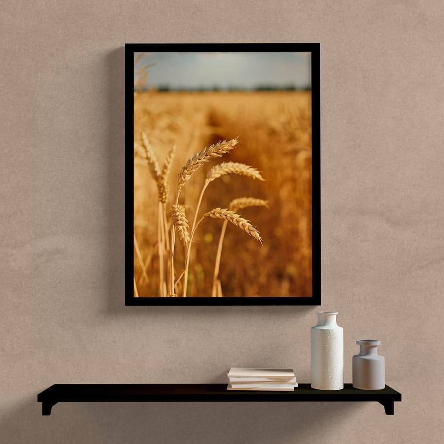 Quadro Decorativo Campo com Trigo - quadro decorativo em ambiente decorado
