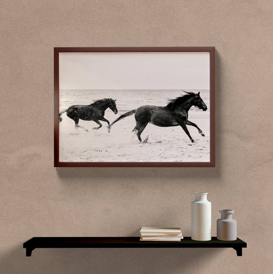 Quadro Decorativo Cavalos P&B - vista aproximada da impressão