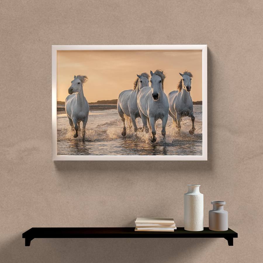 Quadro Decorativo Cavalos - detalhe da moldura e acabamento