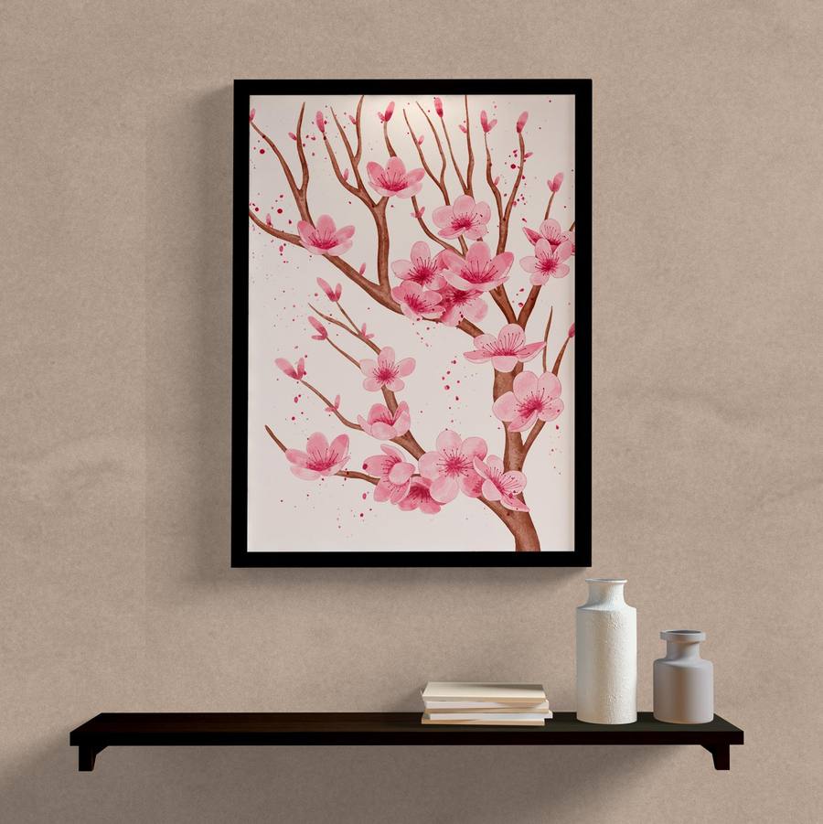 Quadro Decorativo Cerejeira - detalhe da moldura e acabamento