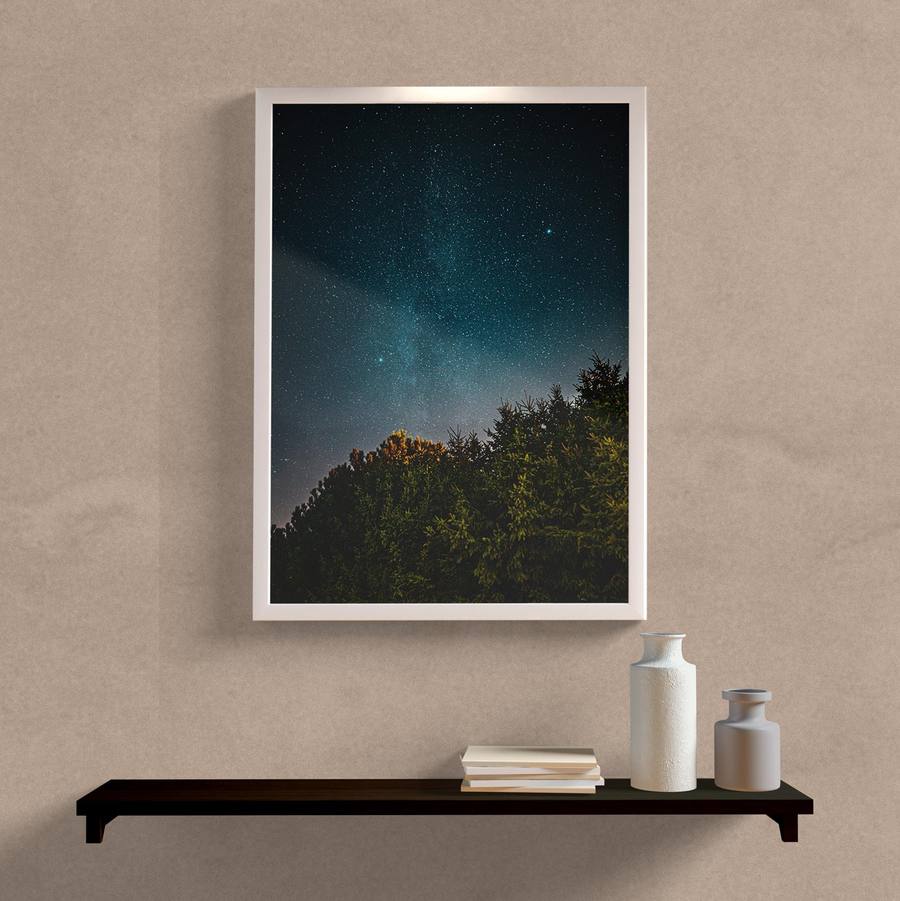 Quadro Decorativo Céu Estrelado - detalhe da moldura e acabamento
