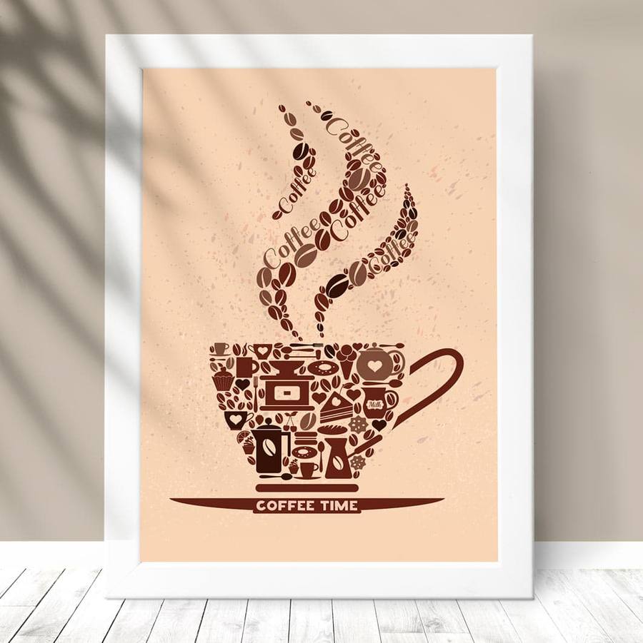 Quadro Decorativo Coffee time - detalhe da moldura e acabamento
