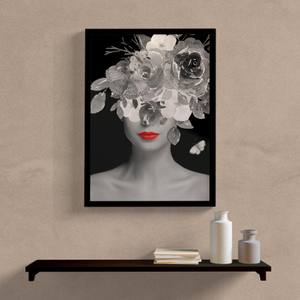 Quadro Colagem Mulher com flores