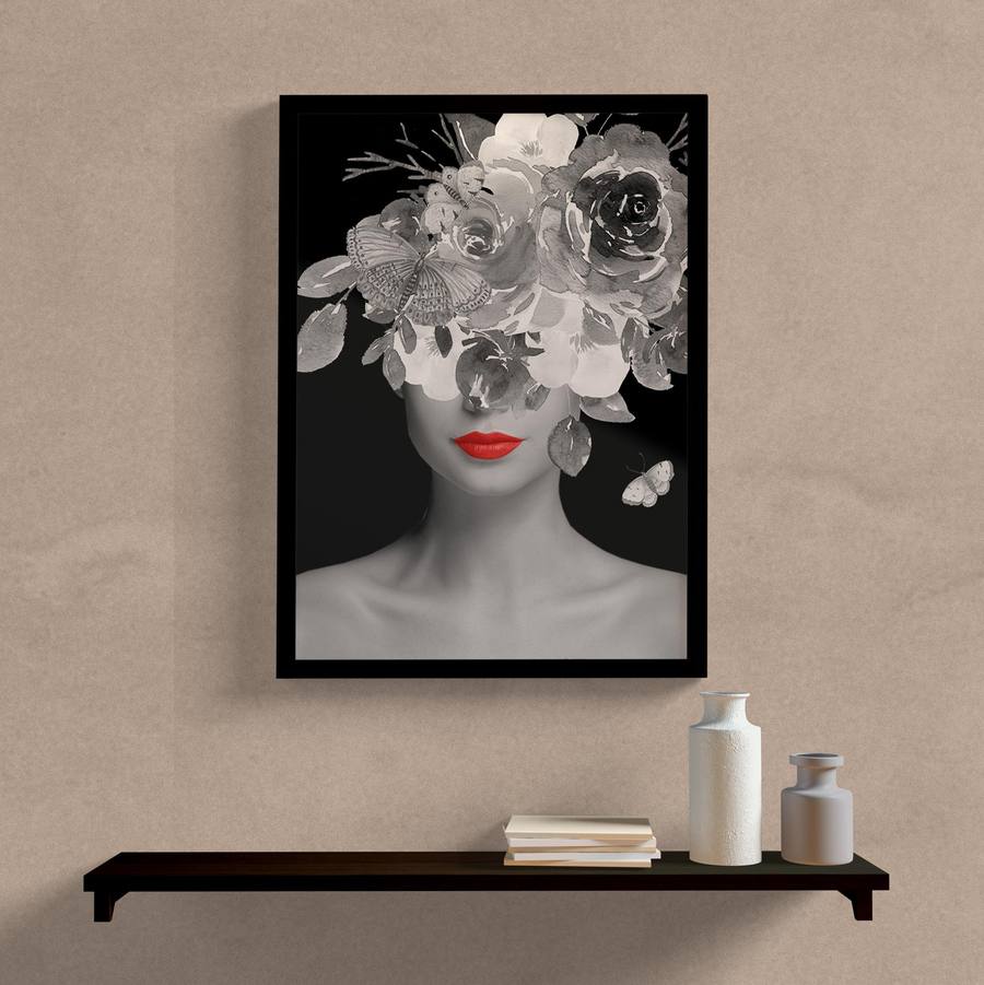 Quadro Colagem Mulher com flores
