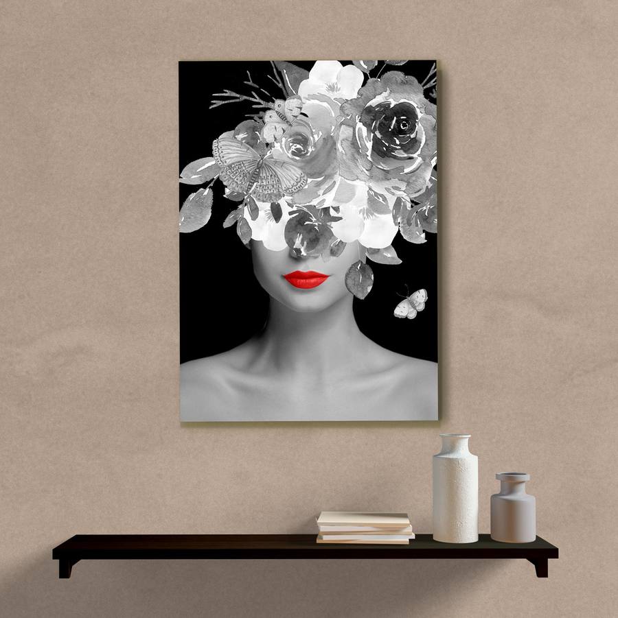 Quadro Decorativo Colagem Mulher P&B - quadro decorativo em ambiente decorado