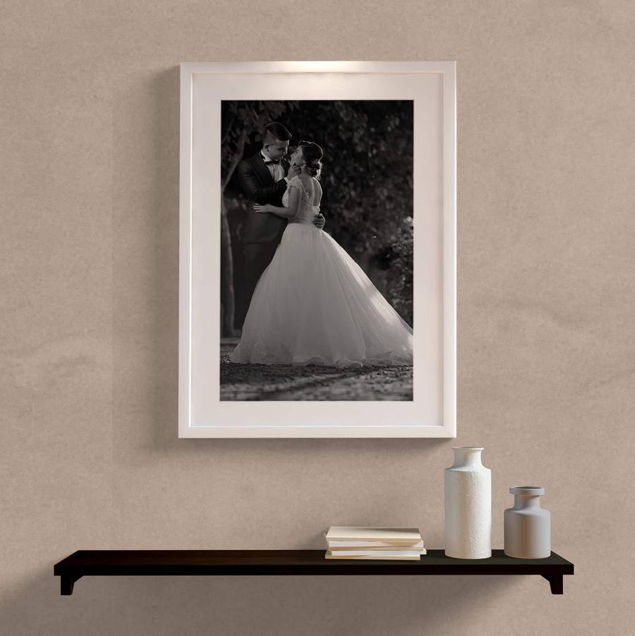 Quadro Decorativo Com Foto Preta e Branca - detalhe da moldura e acabamento