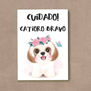 Quadro Decorativo Cuidado Catioro Bravo Shih-tzu - quadro decorativo em ambiente decorado