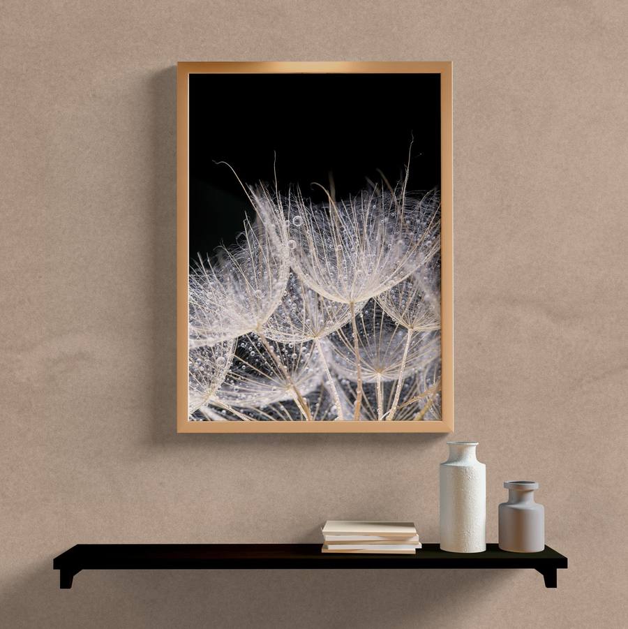 Quadro Decorativo Dente de Leão Preto e Branco - quadro decorativo em ambiente decorado