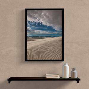 Quadro Decorativo Deserto com Céu Azul - detalhe da moldura e acabamento