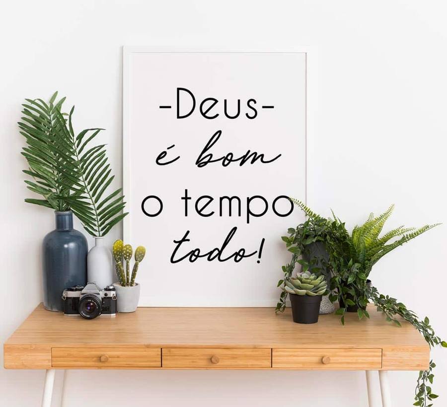 Quadro Decorativo Deus é bom o tempo todo - vista aproximada da impressão