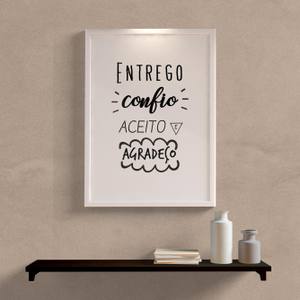 Quadro Decorativo Entrego Confio Aceito e Agradeço - detalhe da moldura e acabamento