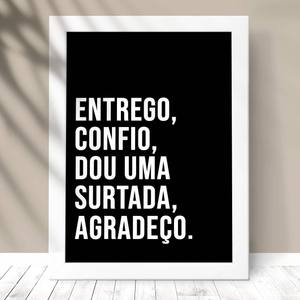 Quadro Decorativo Entrego, Confio - detalhe da moldura e acabamento
