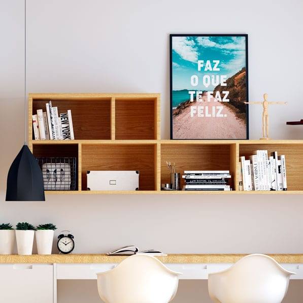 Quadro Decorativo Faz o que te faz Feliz - vista aproximada da impressão