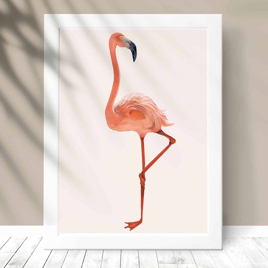 Quadro Decorativo Flamingo - detalhe da moldura e acabamento