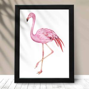 Quadro Decorativo Flamingo - detalhe da moldura e acabamento