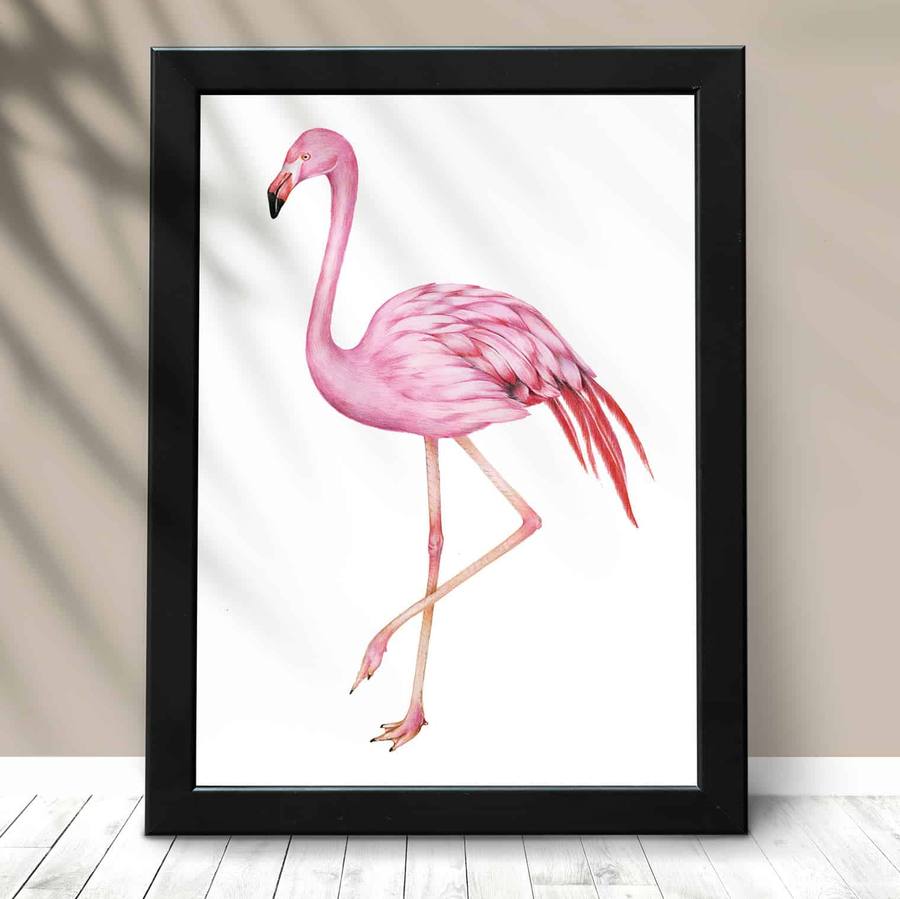 Quadro Decorativo Flamingo - detalhe da moldura e acabamento