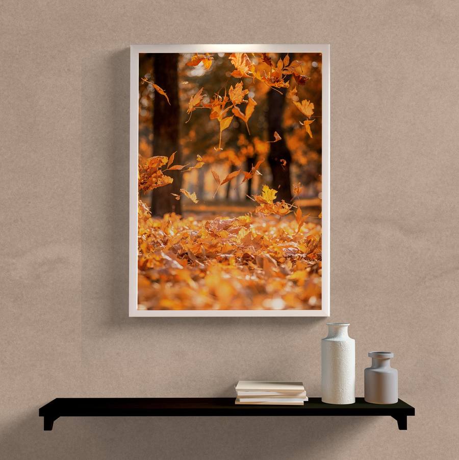 Quadro Decorativo Folhas Amarelas - detalhe da moldura e acabamento
