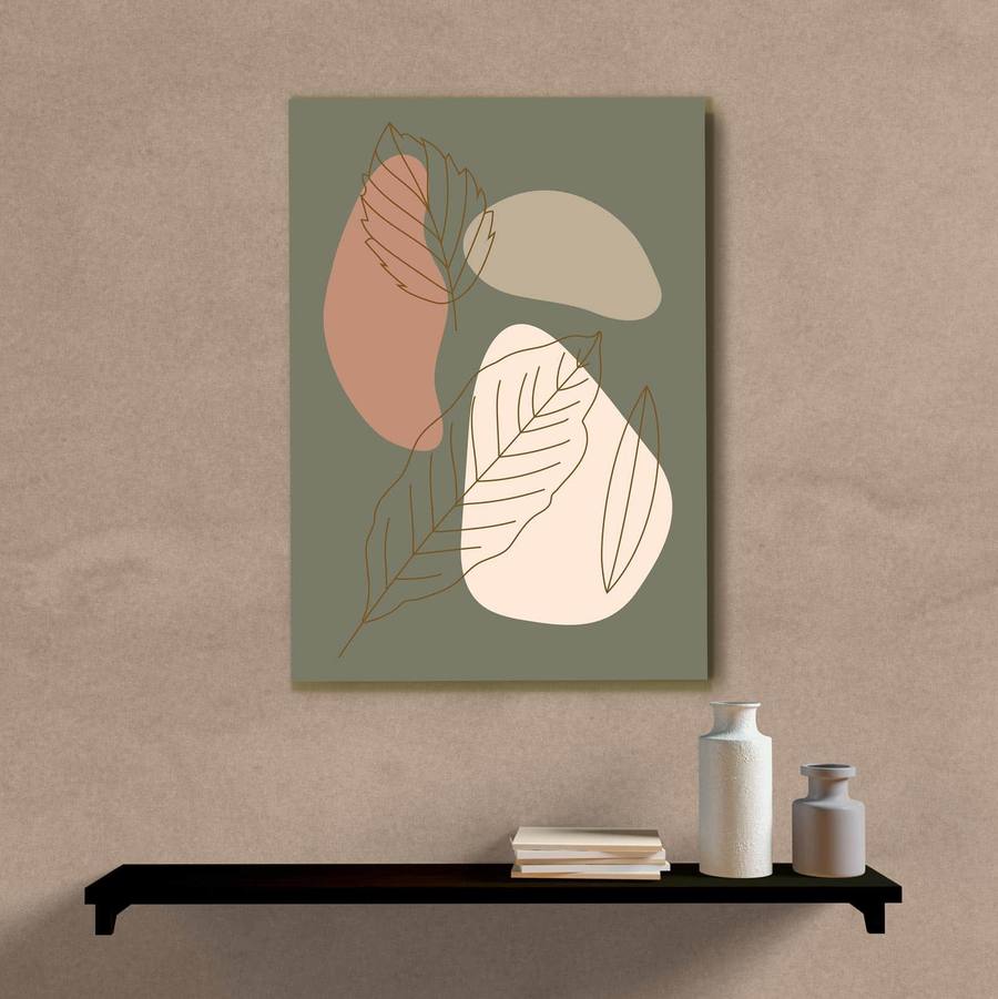 Quadro Decorativo Formas e Folhas - vista aproximada da impressão