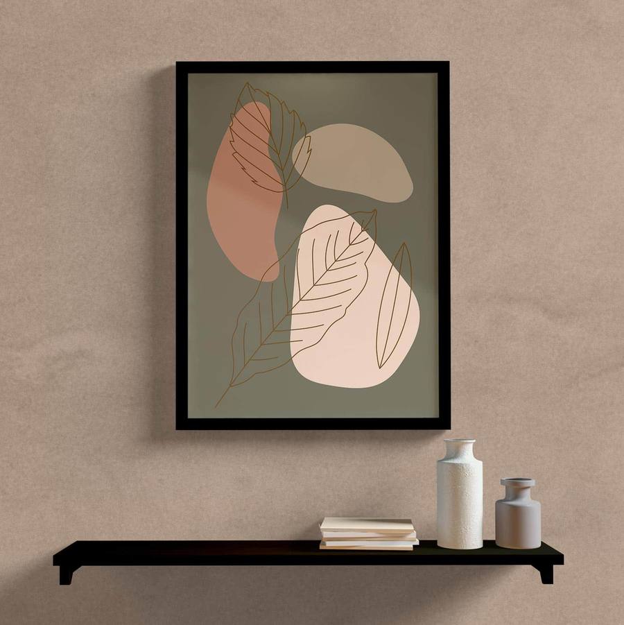 Quadro Decorativo Formas e Folhas - quadro decorativo em ambiente decorado