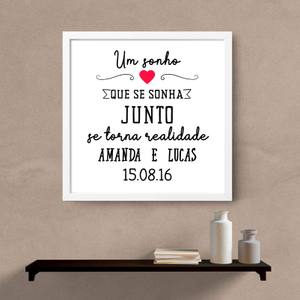 Quadro Decorativo Frase Casal Personalizado - detalhe da moldura e acabamento