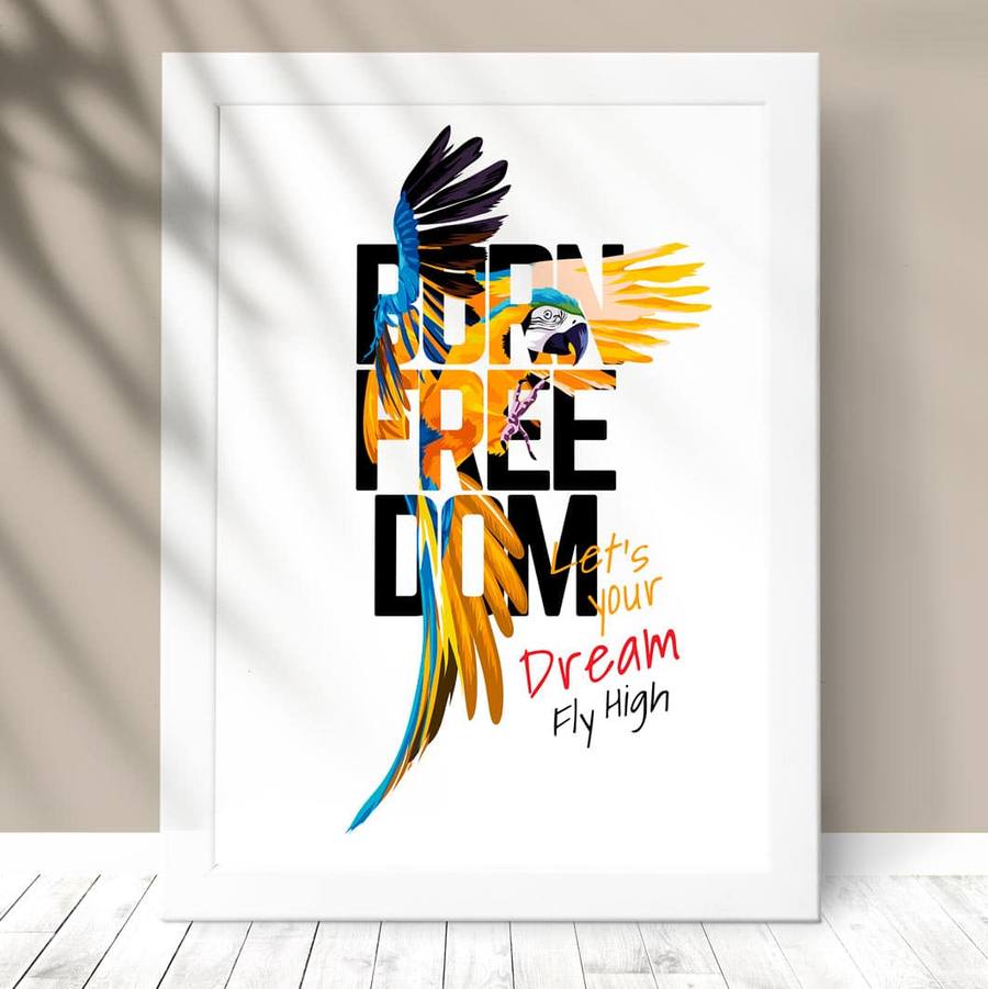 Quadro Decorativo Freedom - detalhe da moldura e acabamento