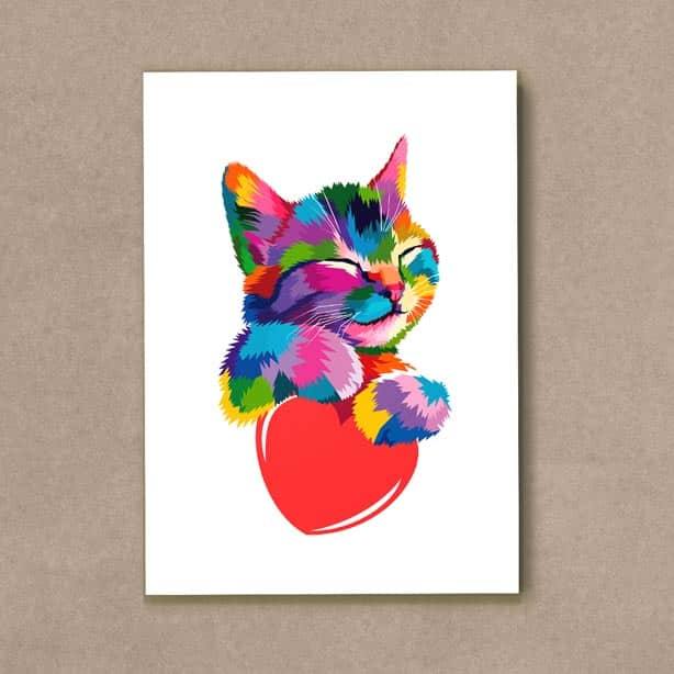 Quadro Decorativo Gato Love - quadro decorativo em ambiente decorado