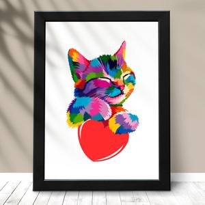 Quadro Decorativo Gato Love - detalhe da moldura e acabamento