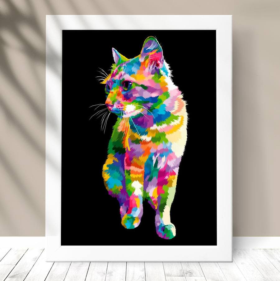 Quadro Decorativo Gato - detalhe da moldura e acabamento