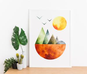 Quadro Decorativo Geométrico Paisagem - vista aproximada da impressão