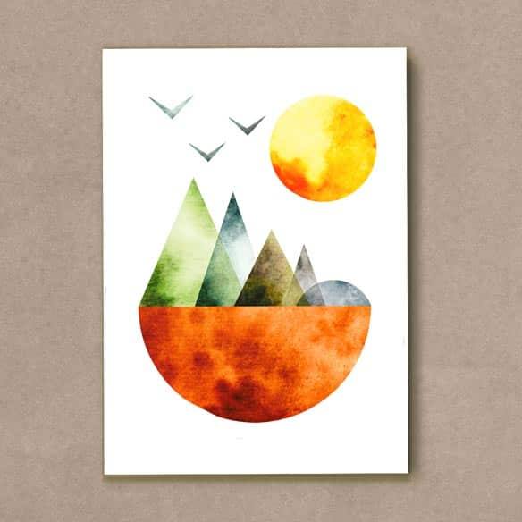 Quadro Decorativo Geométrico Paisagem - quadro decorativo em ambiente decorado