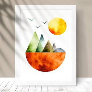 Quadro Decorativo Geométrico Paisagem - detalhe da moldura e acabamento