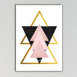 Quadro Decorativo Geométrico Rosa - quadro decorativo em ambiente decorado