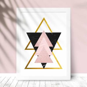 Quadro Decorativo Geométrico Rosa - detalhe da moldura e acabamento