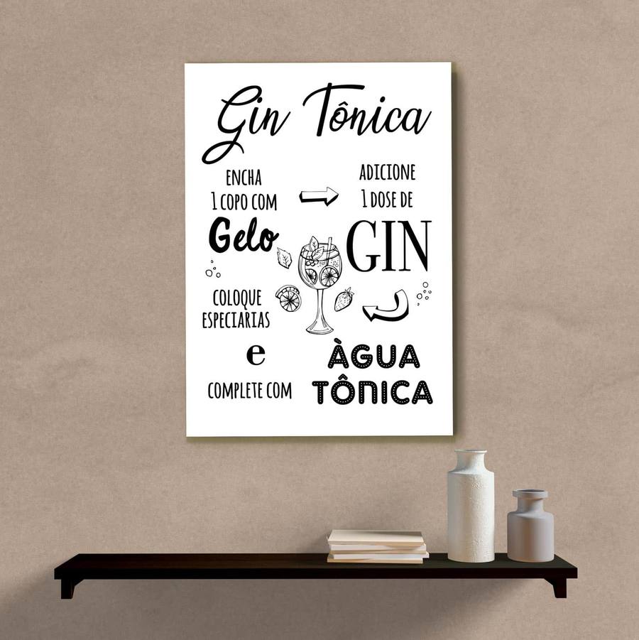 Quadro Decorativo Gin Tônica - quadro decorativo em ambiente decorado
