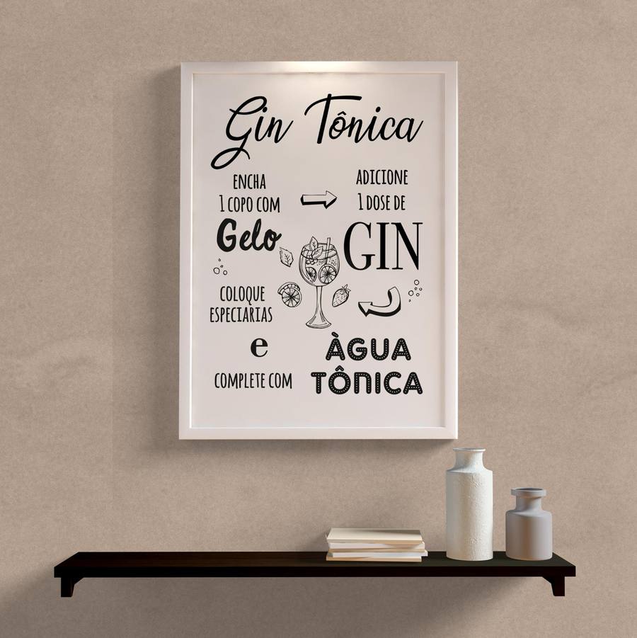 Quadro Decorativo Gin Tônica - detalhe da moldura e acabamento