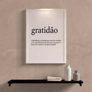 Quadro Decorativo Gratidão - detalhe da moldura e acabamento
