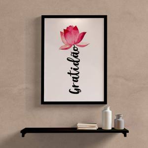 Quadro Decorativo Gratidão Flor de Lótus - detalhe da moldura e acabamento