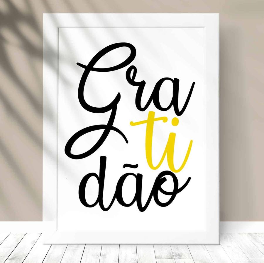 Quadro Decorativo Gratidão - detalhe da moldura e acabamento