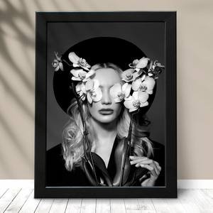 Quadro Decorativo Hat Woman - detalhe da moldura e acabamento