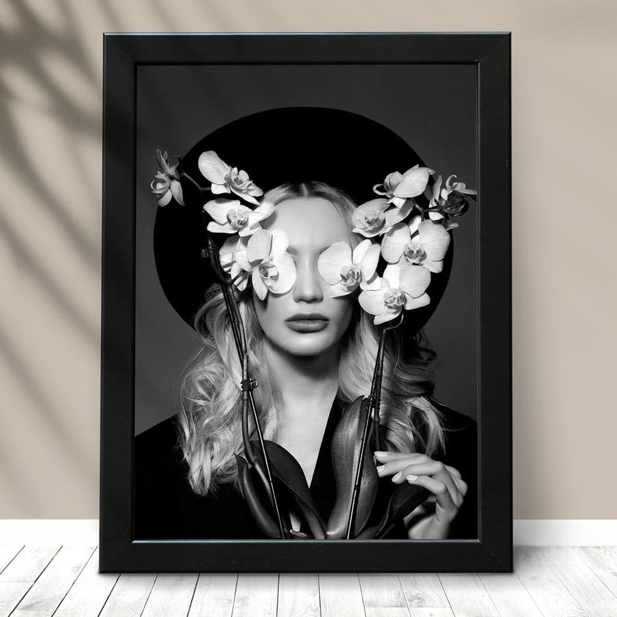 Quadro Decorativo Hat Woman - detalhe da moldura e acabamento