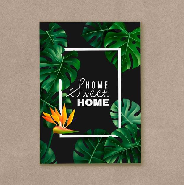 Quadro Decorativo Home Folhagem - quadro decorativo em ambiente decorado