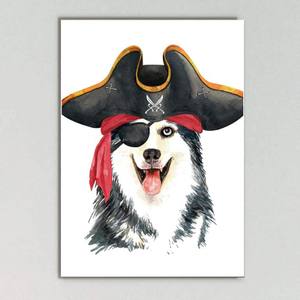 Quadro Decorativo Husky Siberiano - quadro decorativo em ambiente decorado