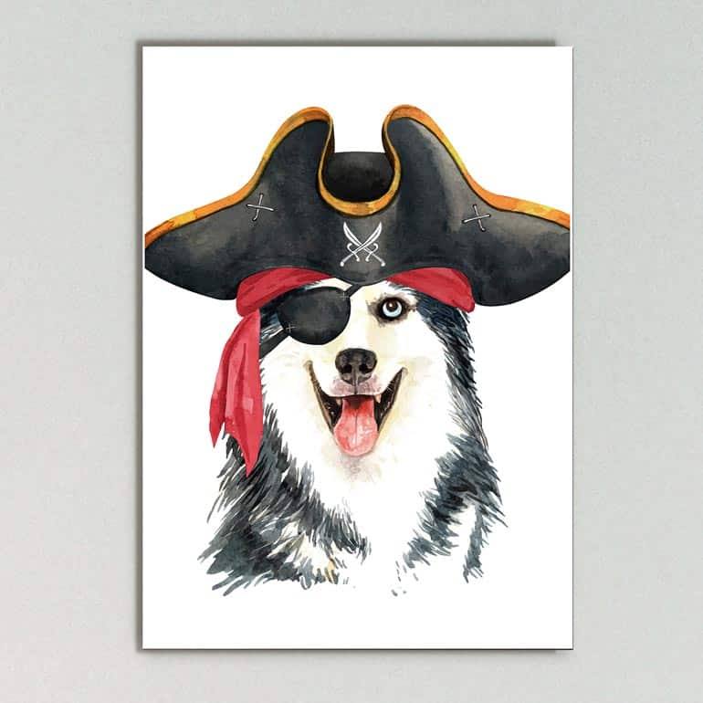 Quadro Decorativo Husky Siberiano - quadro decorativo em ambiente decorado
