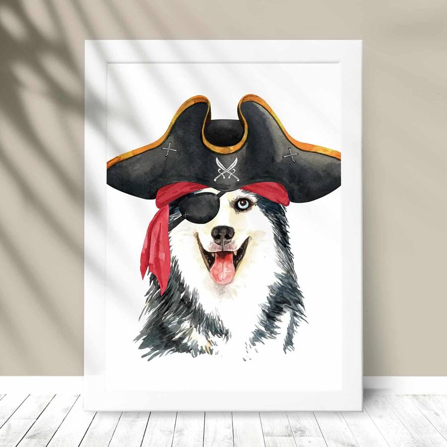 Quadro Decorativo Husky Siberiano - detalhe da moldura e acabamento