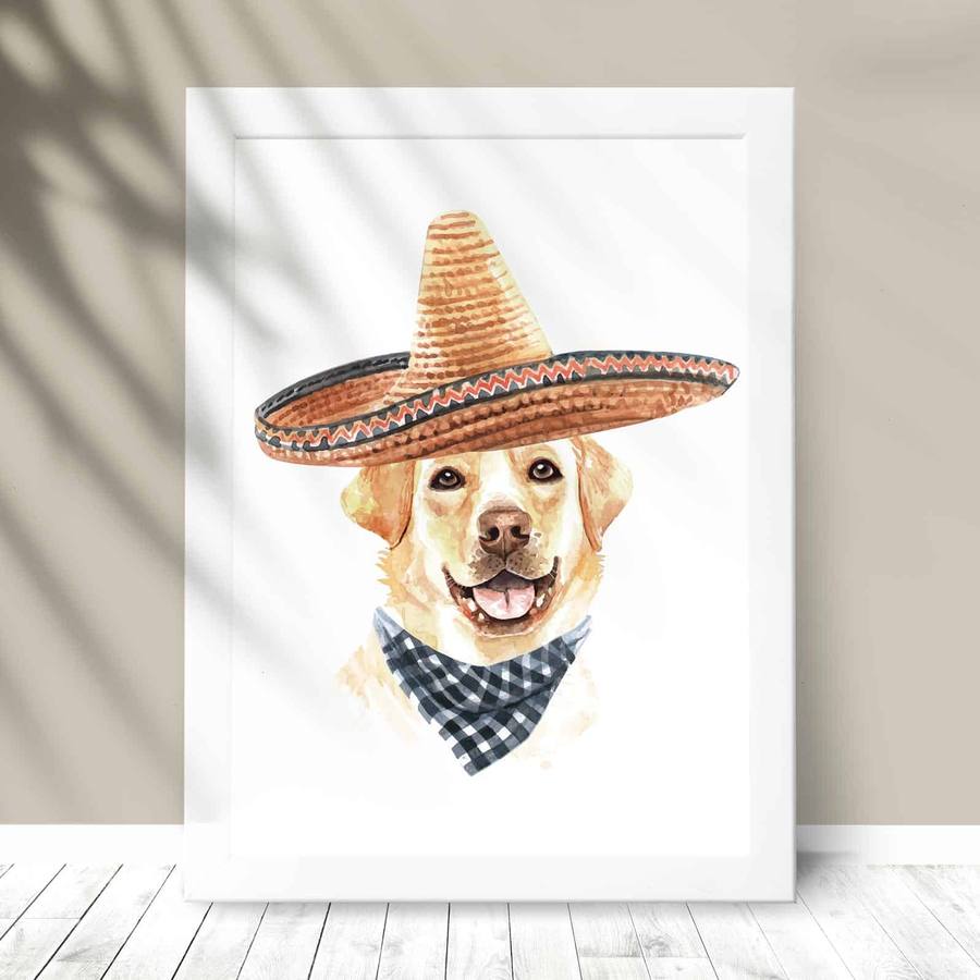 Quadro Decorativo Labrador - detalhe da moldura e acabamento