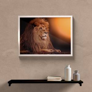 Quadro Decorativo Leão II - detalhe da moldura e acabamento